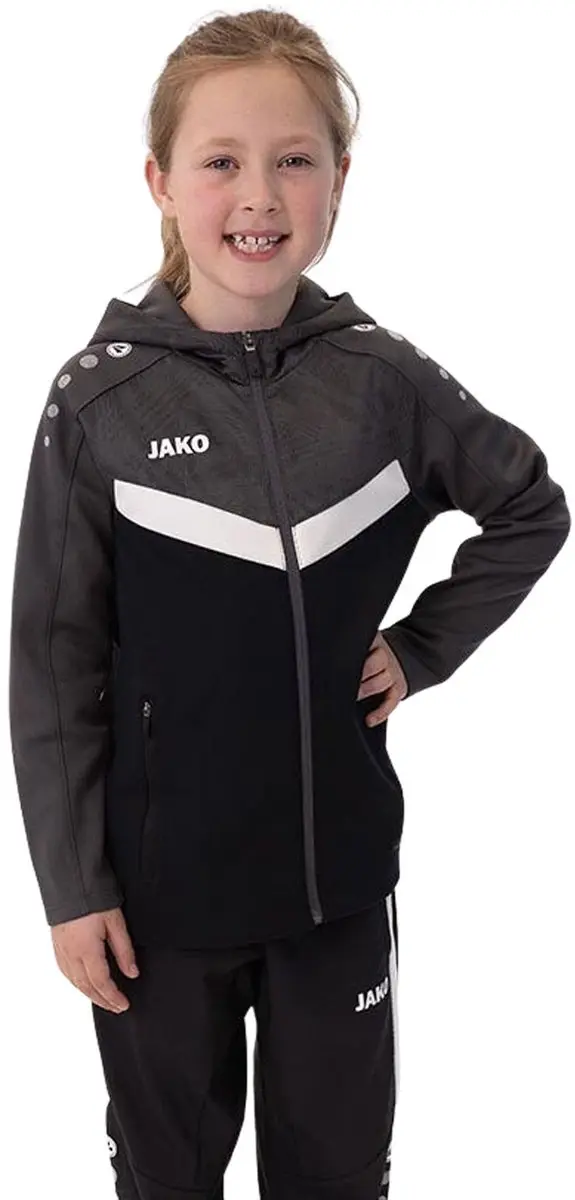Jako Iconic Trainingsjas Junior 152 - Zwart/Dark Grijs/Wit