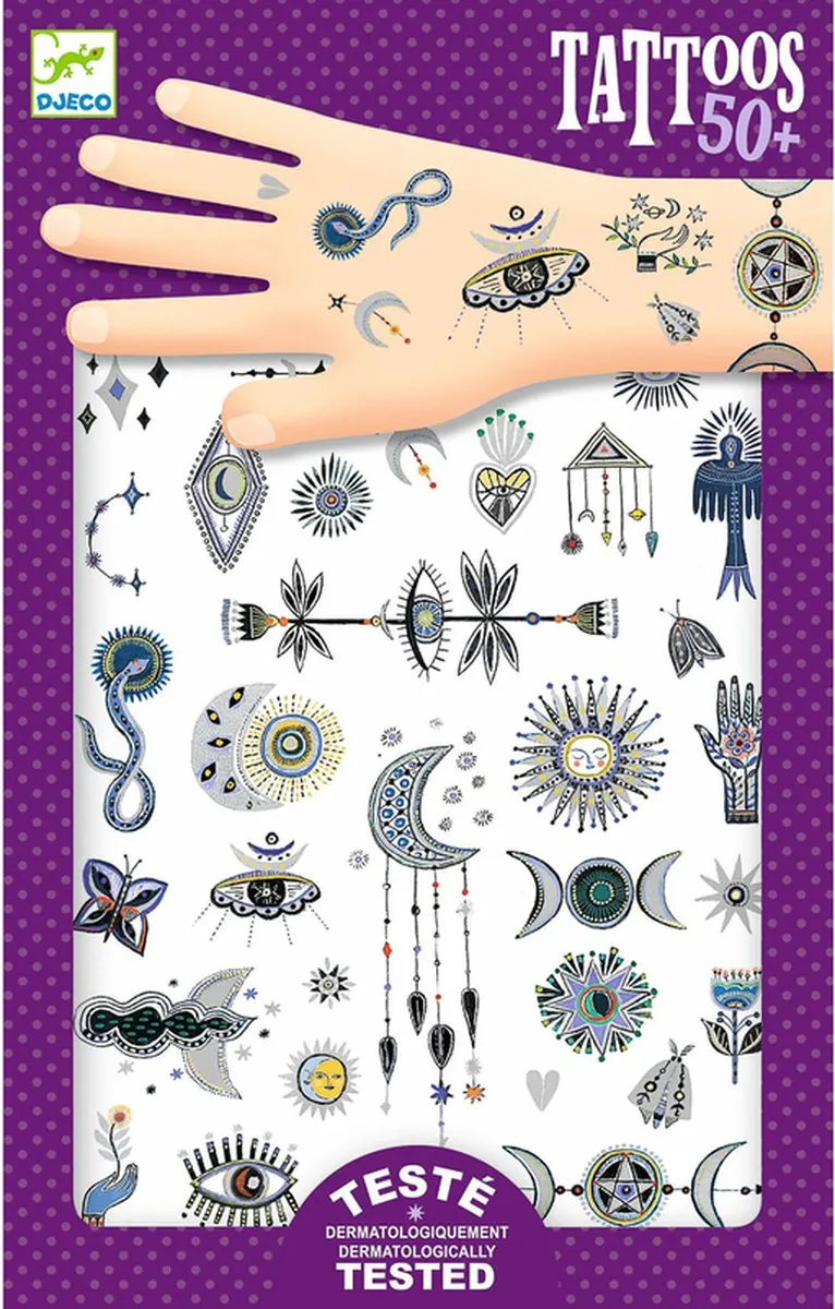 Djeco Body Art Tattoo Wicca - Multicolor - 50 Stuks