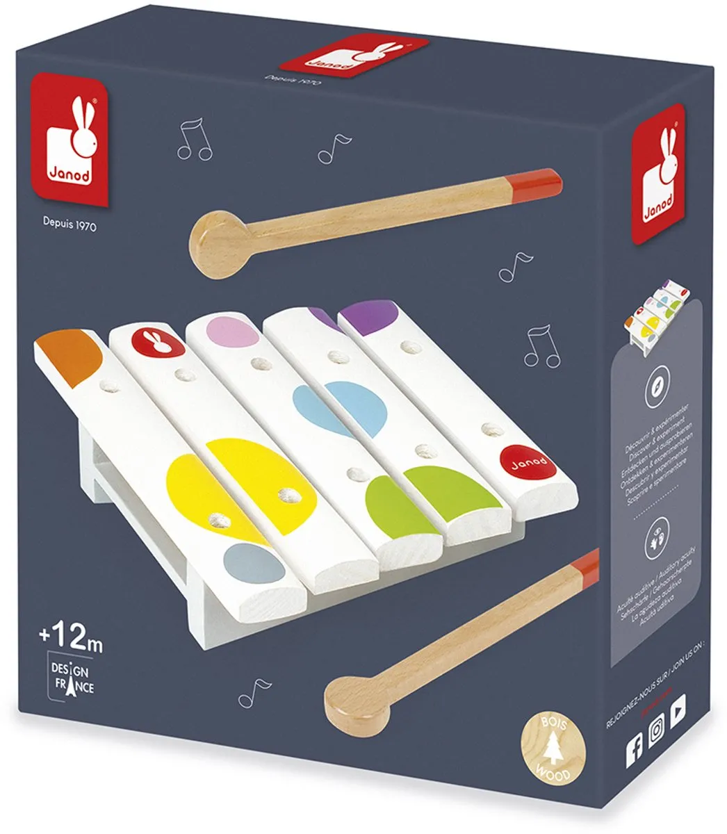 Janod Confetti Mini Xylofoon - 5 Noten - Multikleur