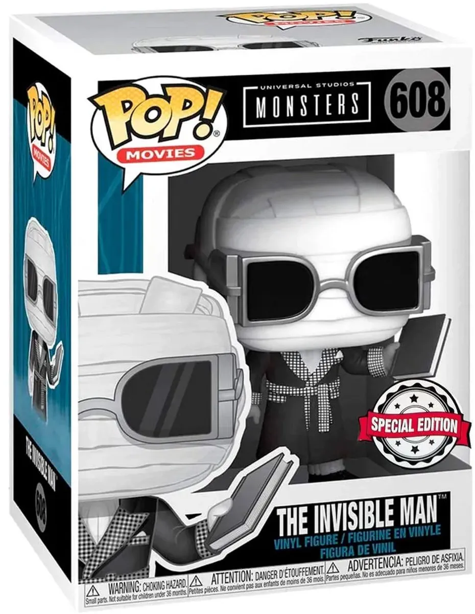 Funko Pop! Movies Monsters The Invisible Man US Exclusief - Zwart/Wit - afbeelding 6 van 6