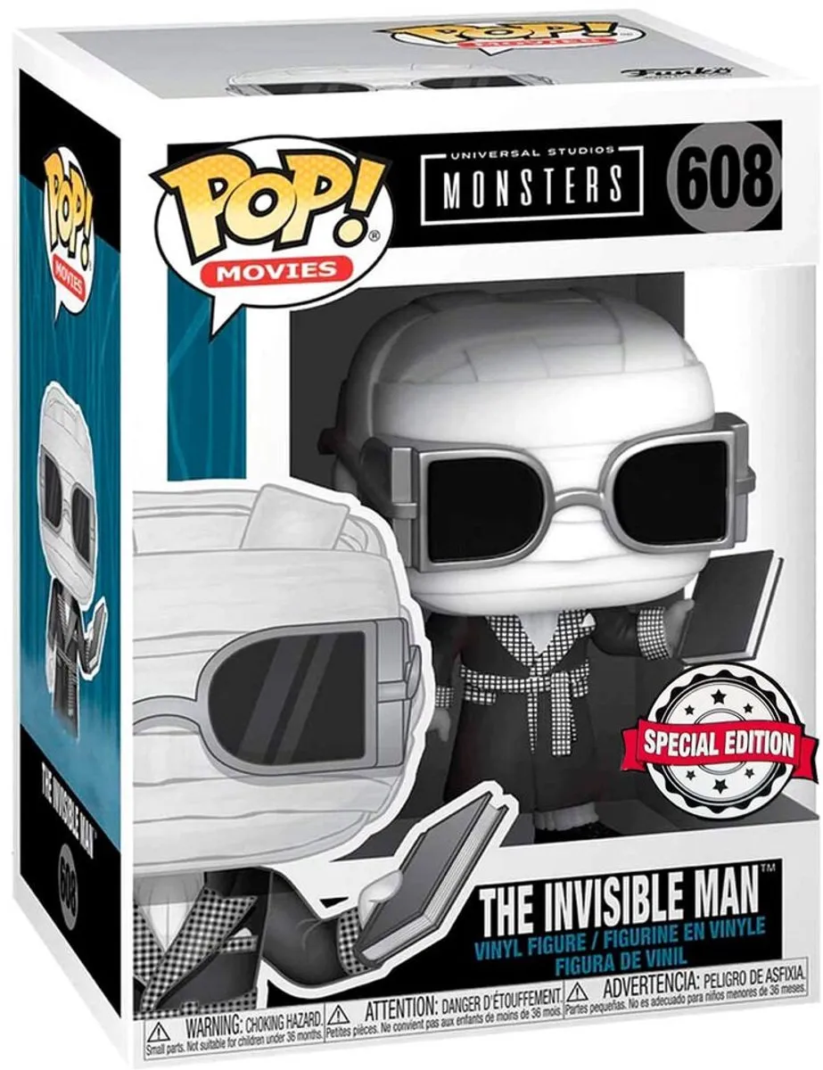 Funko Pop! Movies Monsters The Invisible Man US Exclusief - Zwart/Wit - afbeelding 5 van 6