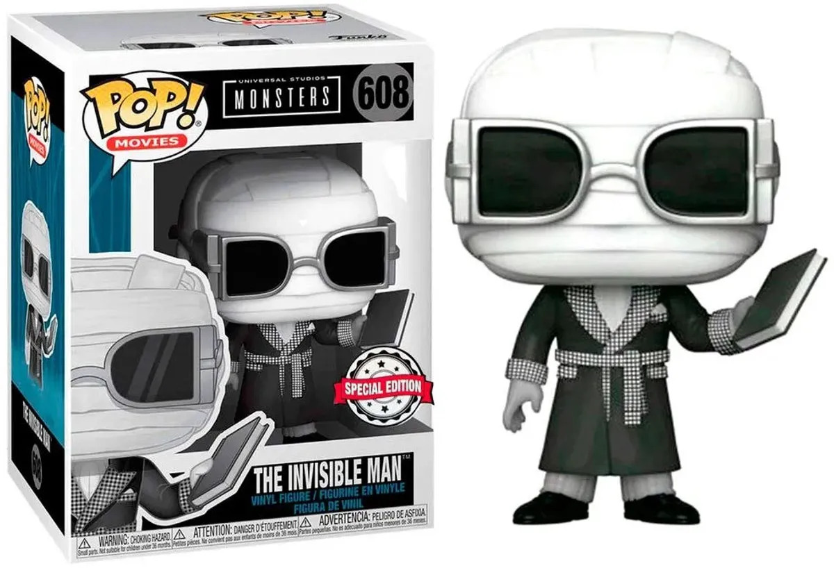 Funko Pop! Movies Monsters The Invisible Man US Exclusief - Zwart/Wit - afbeelding 4 van 6