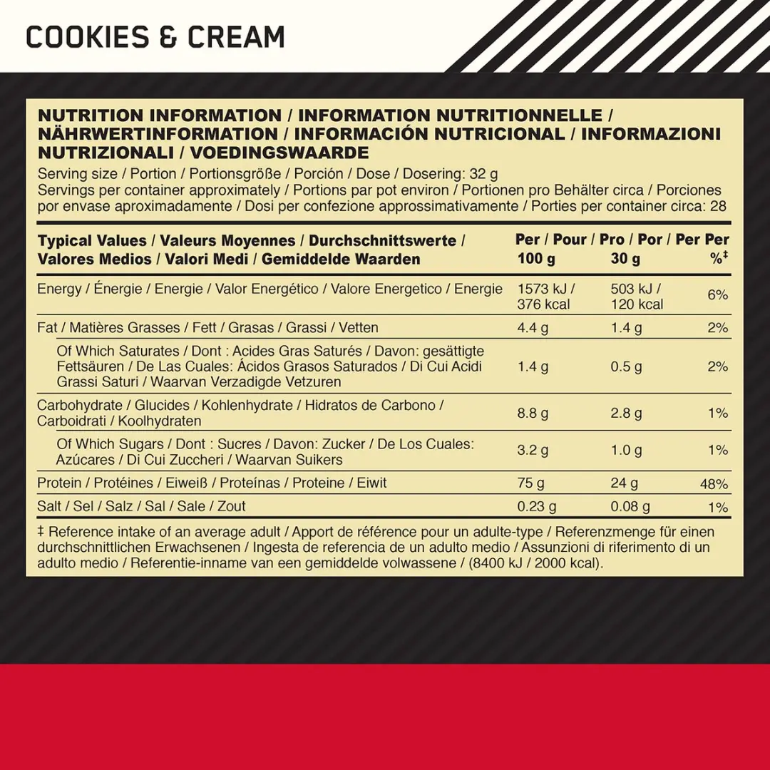 Optimum Nutrition Gold Standard 100% Whey Cookies & Cream - 908g