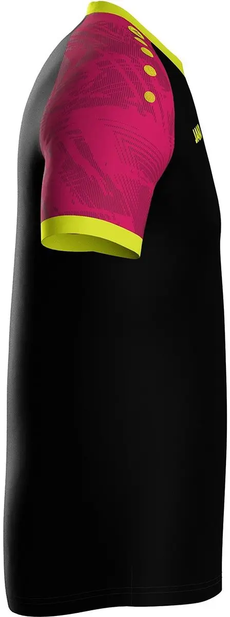 Jako Iconic Shirt Korte Mouw Heren - XL - Zwart/Pink/Fluogeel
