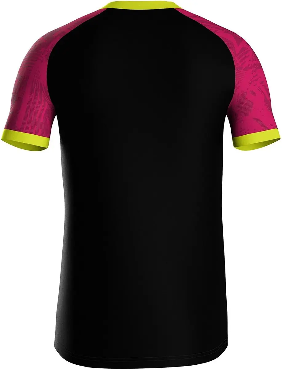 Jako Iconic Shirt Korte Mouw Heren - XL - Zwart/Pink/Fluogeel