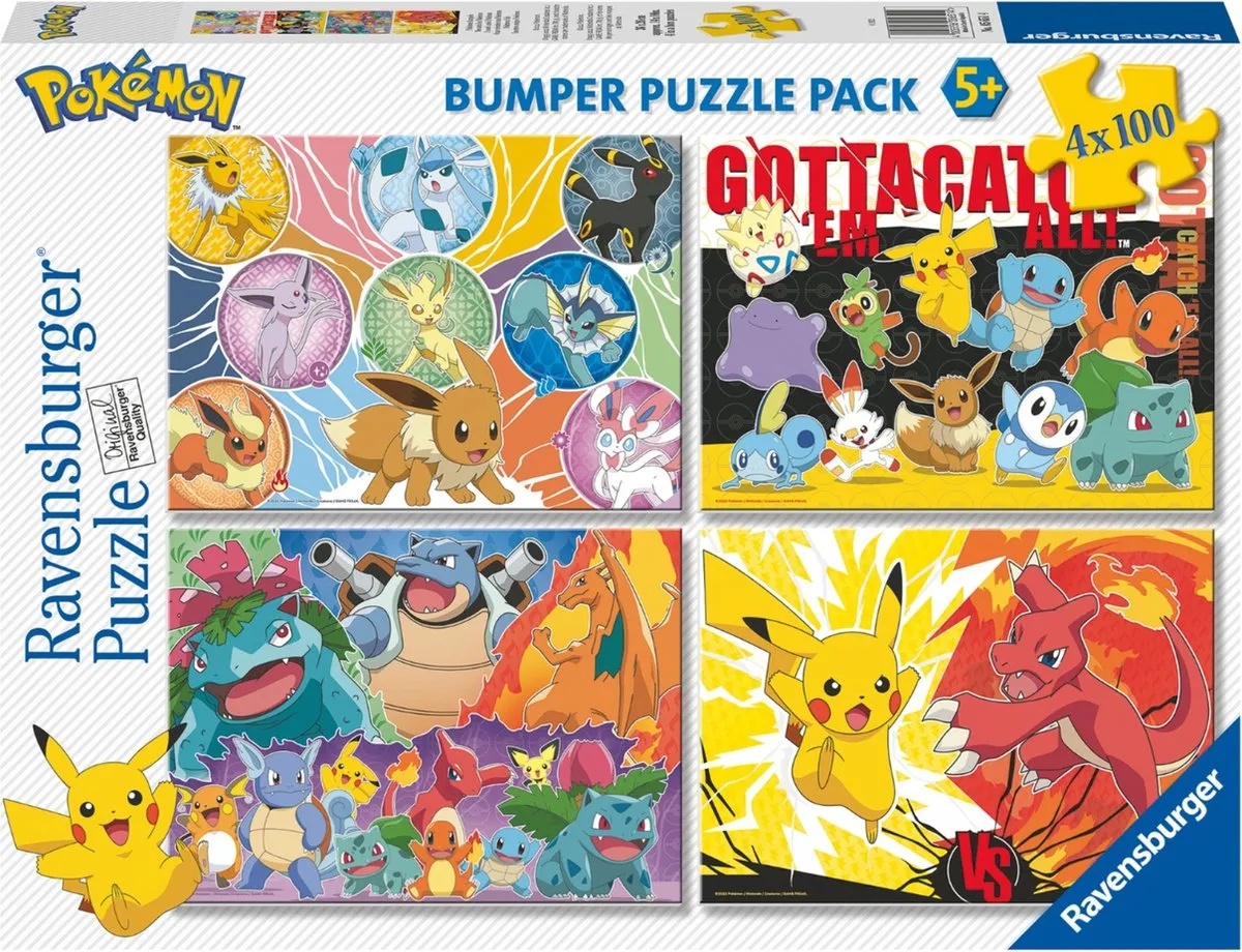 Ravensburger Pokémon 4-in-1 Puzzel - 100 Stuks - Multicolor