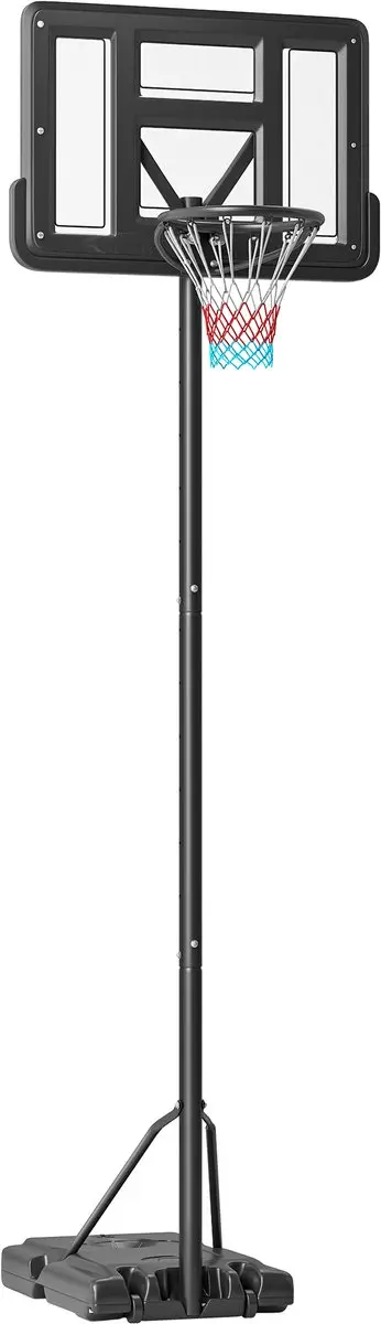 SPORTNOW-Basketballständer-Stahl, Kunststoff, HDPE-90L x 60B x 370H cm-Schwarz