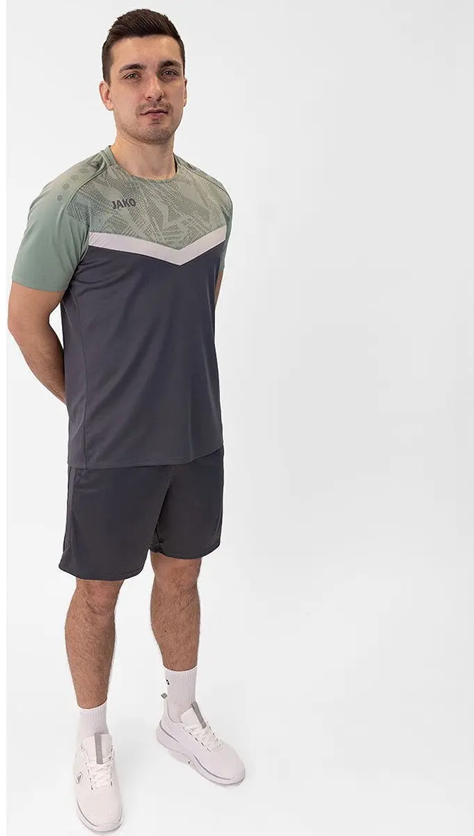 Jako Iconic T-Shirt Heren - Zachtgrijs/Mintgroen - Maat L