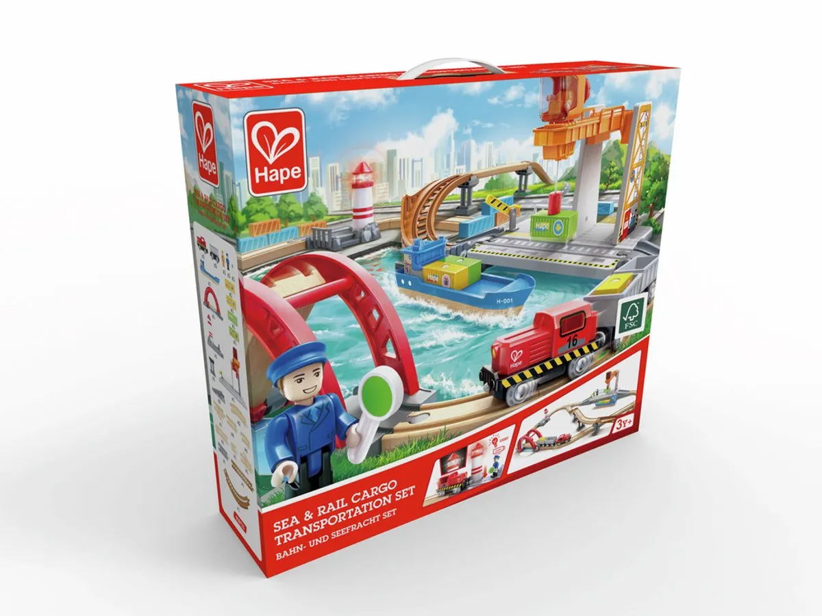 Hape E3790 Vrachtvervoer Set - Multicolor - 38 Onderdelen