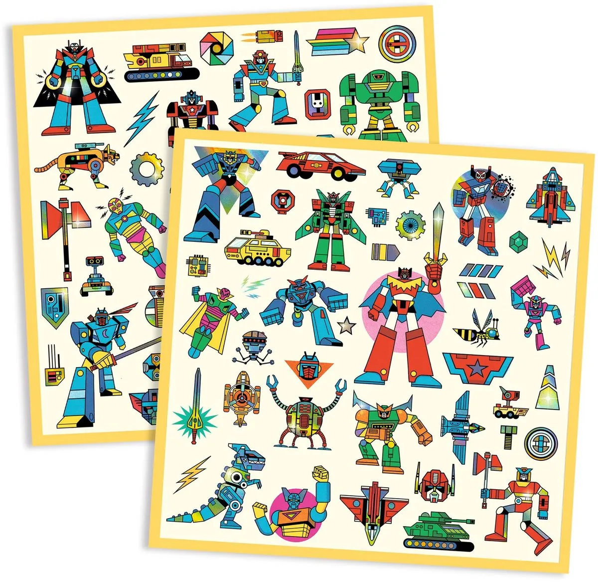 Djeco Robots Stickers - 160 Metallic Stickers Multicolor