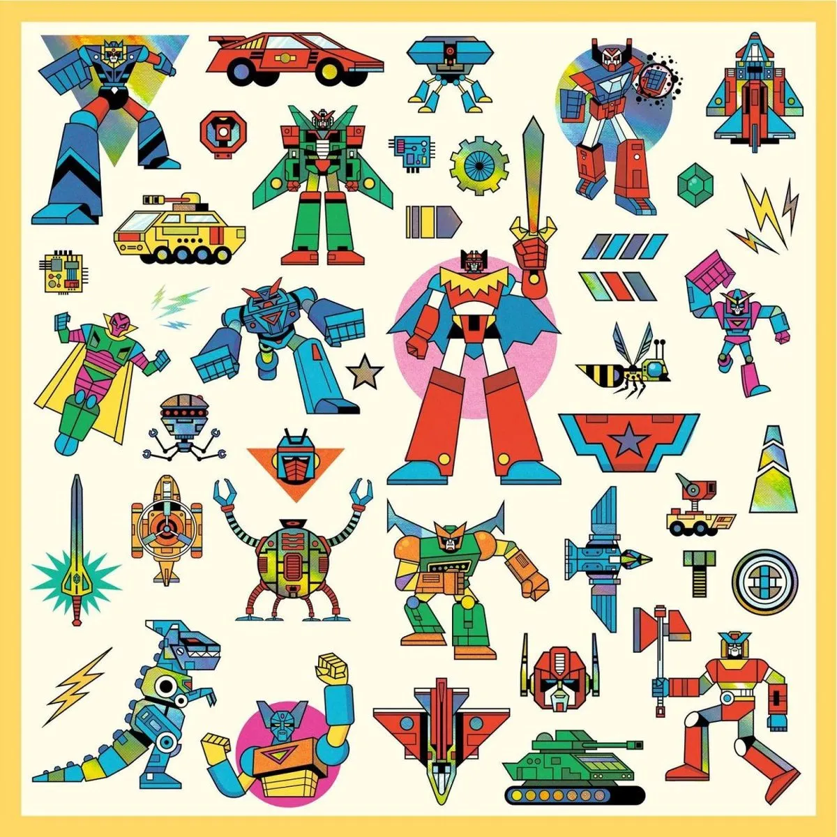 Djeco Robots Stickers - 160 Metallic Stickers Multicolor