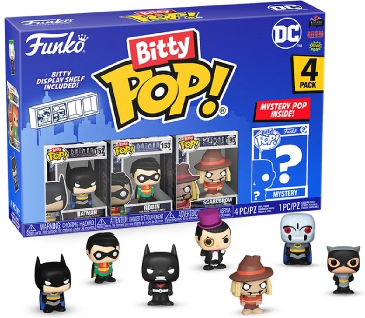 Funko Bitty Pop DC Comics 4-Pack Serie 1 - Batman/Robin/Scarecrow/Mystery - afbeelding 6 van 6
