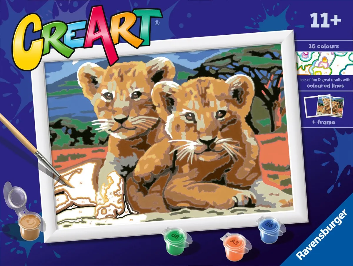 Ravensburger CreArt Little Lion Cube Schilderen op nummer - 15 Kleuren - afbeelding 6 van 6