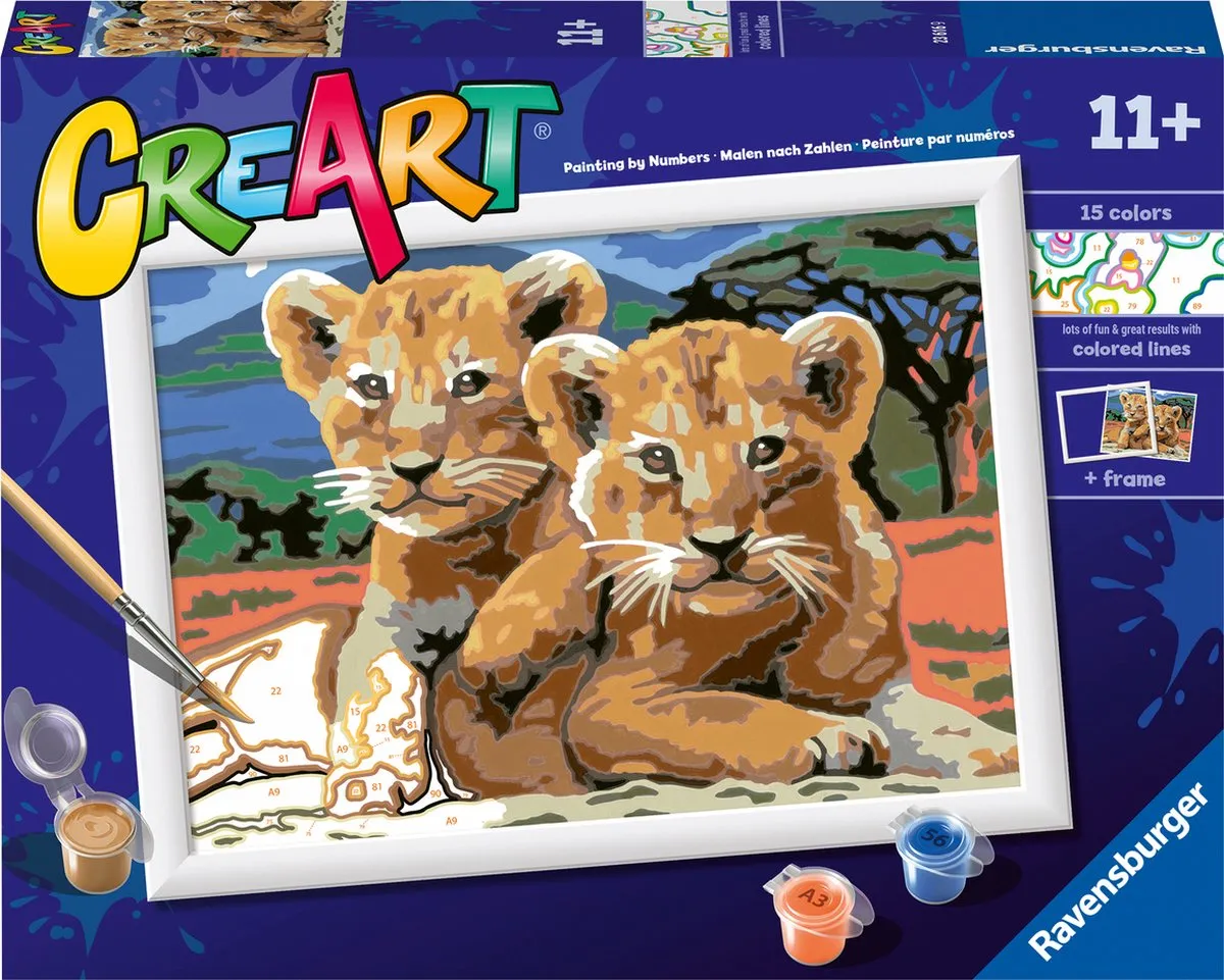 Ravensburger CreArt Little Lion Cube Schilderen op nummer - 15 Kleuren