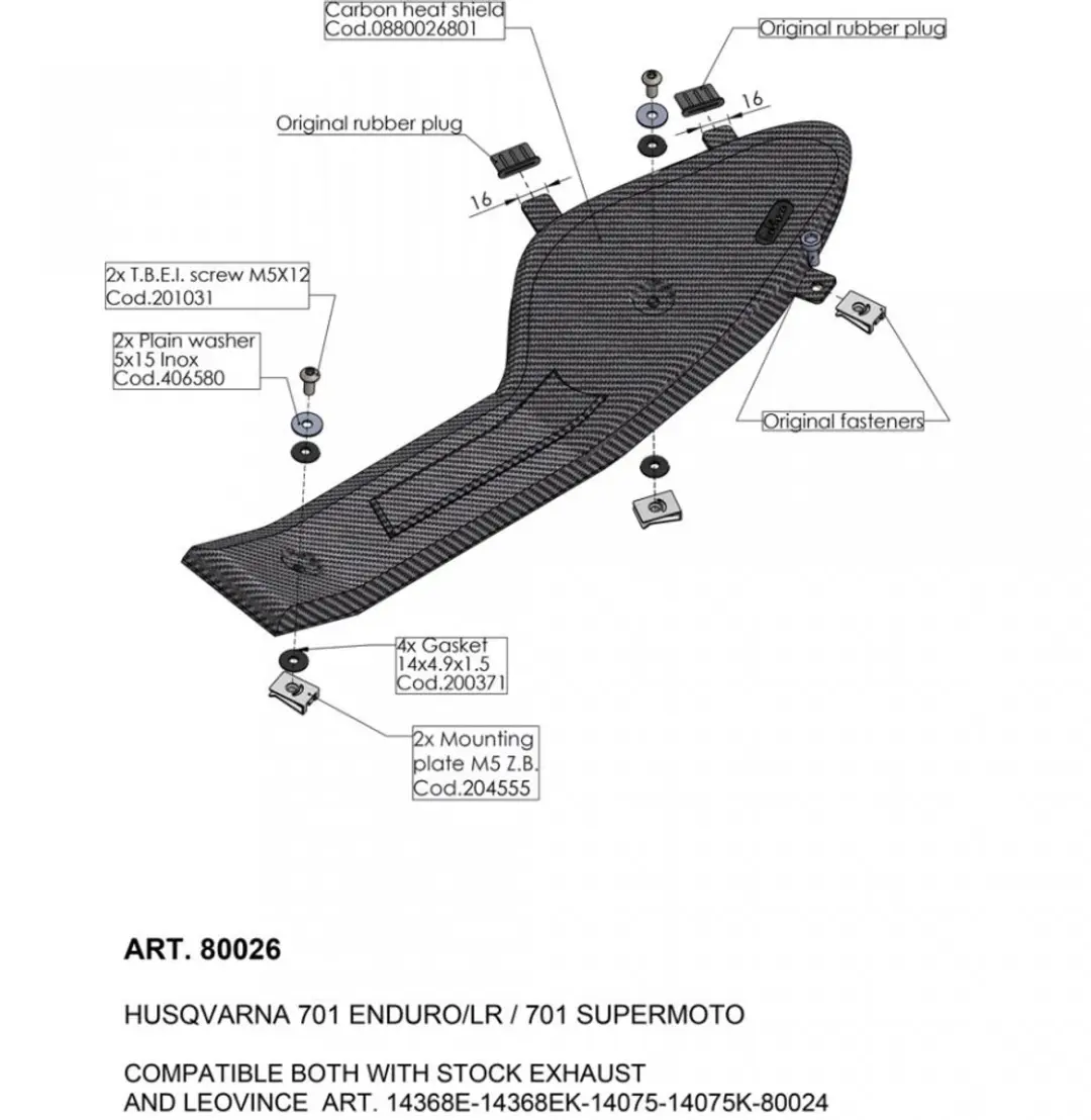 Protection pot d échappement Leovince pour Moto Husqvarna 690 701 Enduro 2016 �