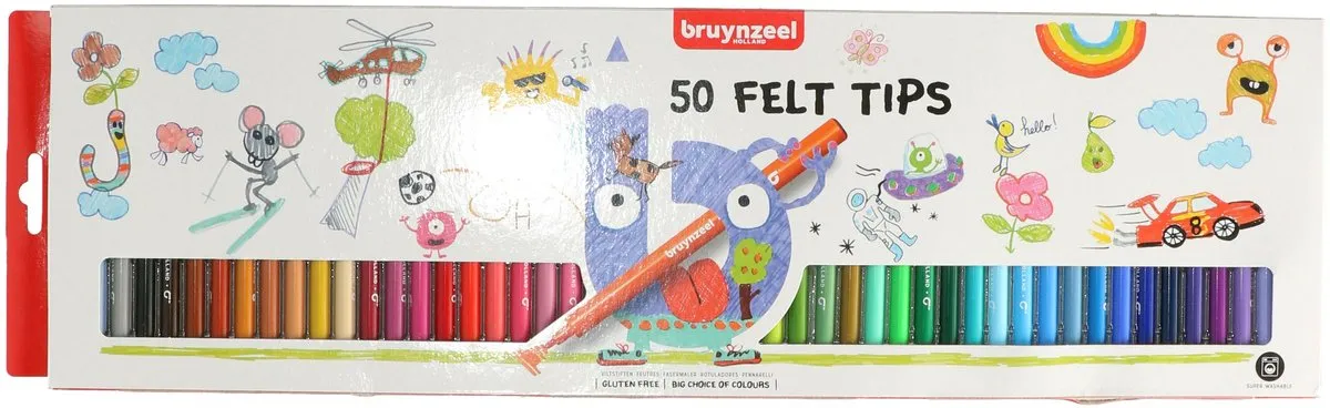 BRUYNZEEL Viltstiften - 50 Stuks - Multi