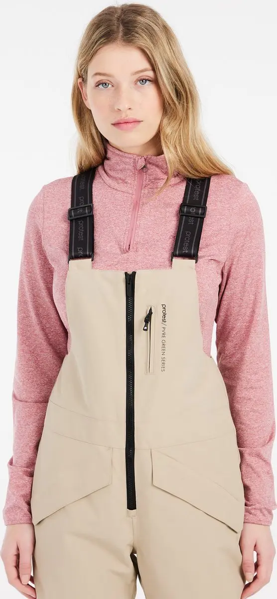 Protest PRTNavaz Skibroek Jongens Salopette - Waterdicht 10K - XS - Bamboo Beige