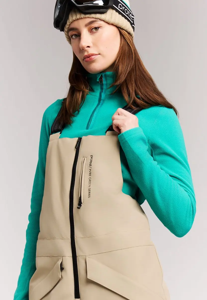 Protest PRTNavaz Skibroek Jongens Salopette - Waterdicht 10K - XS - Bamboo Beige