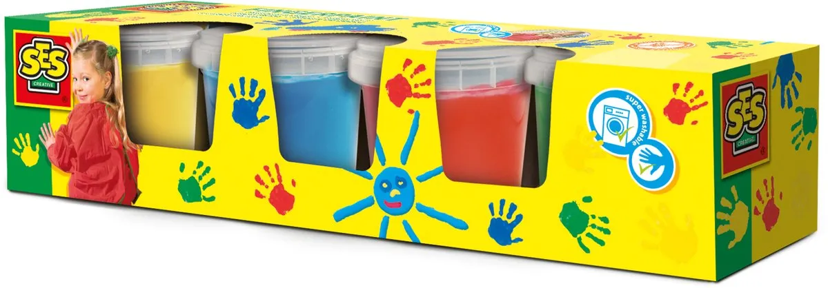 SES Creative Vingerverf 4 Kleuren 580ml - Basic
