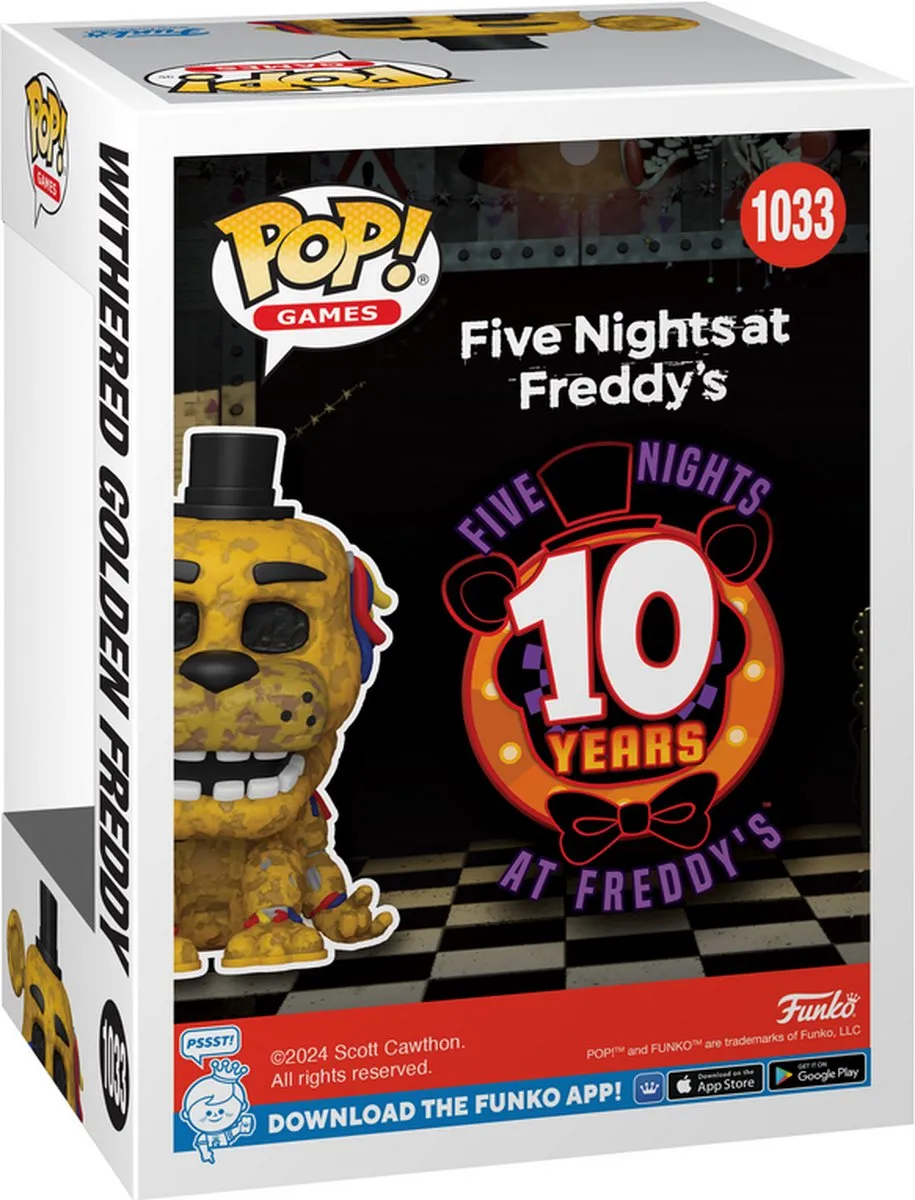 Funko Pop! Five Nights at Freddy's Withered Golden Freddy 10th Anniversary - 0889698830911