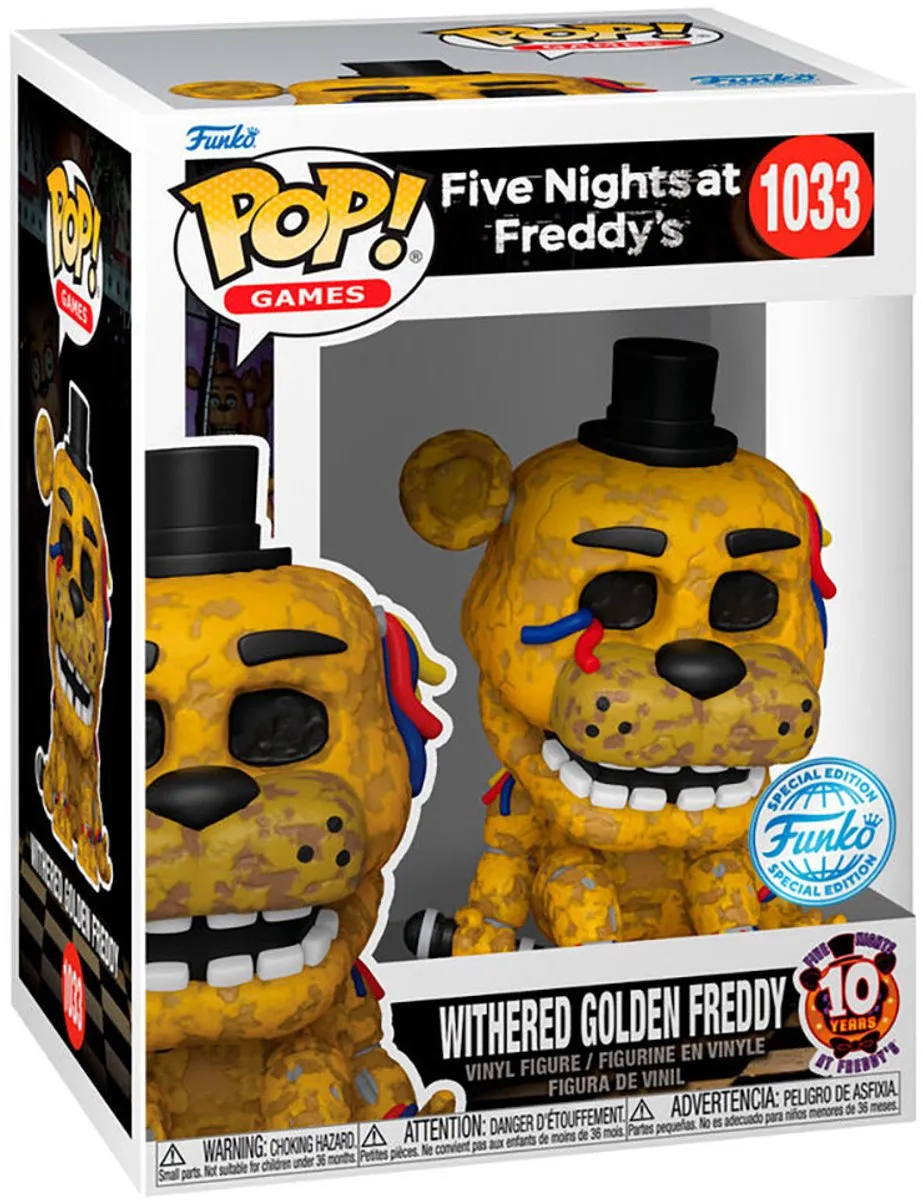 Funko Pop! Five Nights at Freddy's Withered Golden Freddy 10th Anniversary - 0889698830911