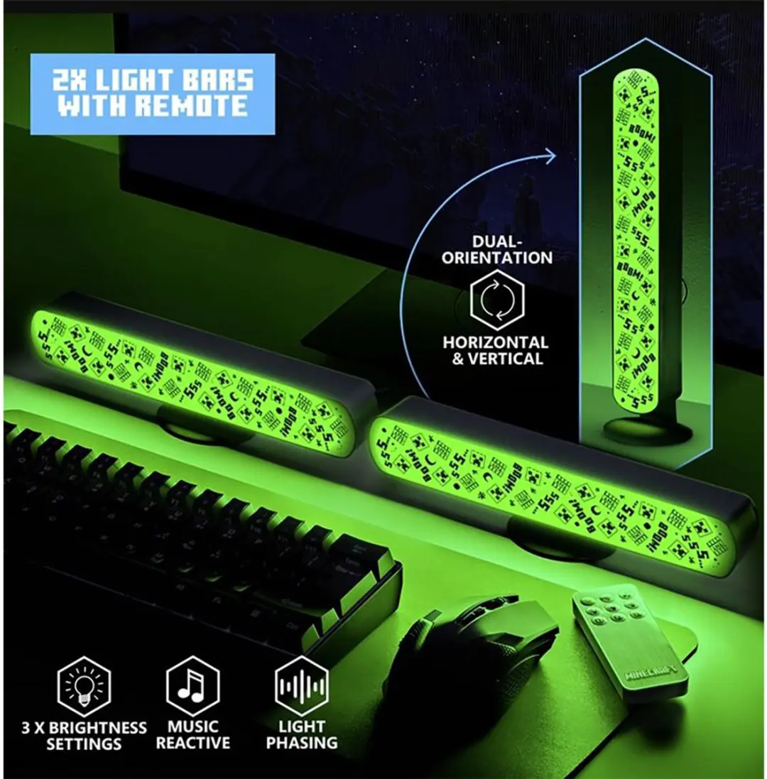Paladone Minecraft Lichtbalkset 2 Stuks - RGB met Afstandsbediening
