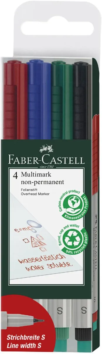 Faber-Castell Multimark S FC-152404 - 4-delig Assorti