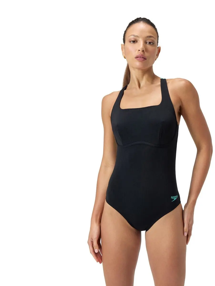 Speedo ECO+ Flex Band Bra Sportbadpak - Maat 38 - Zwart/Blauw