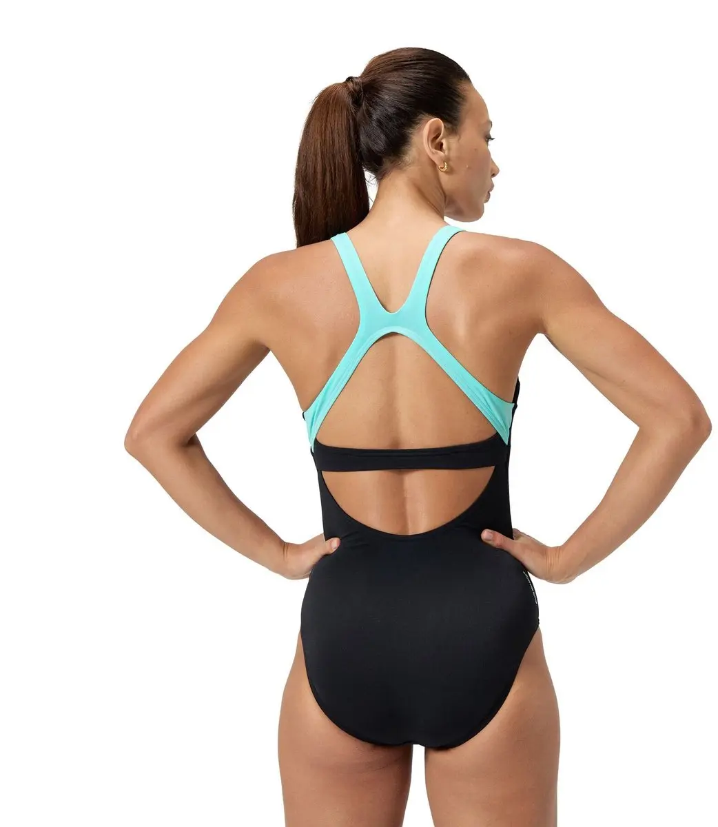Speedo ECO+ Flex Band Bra Sportbadpak - Maat 38 - Zwart/Blauw