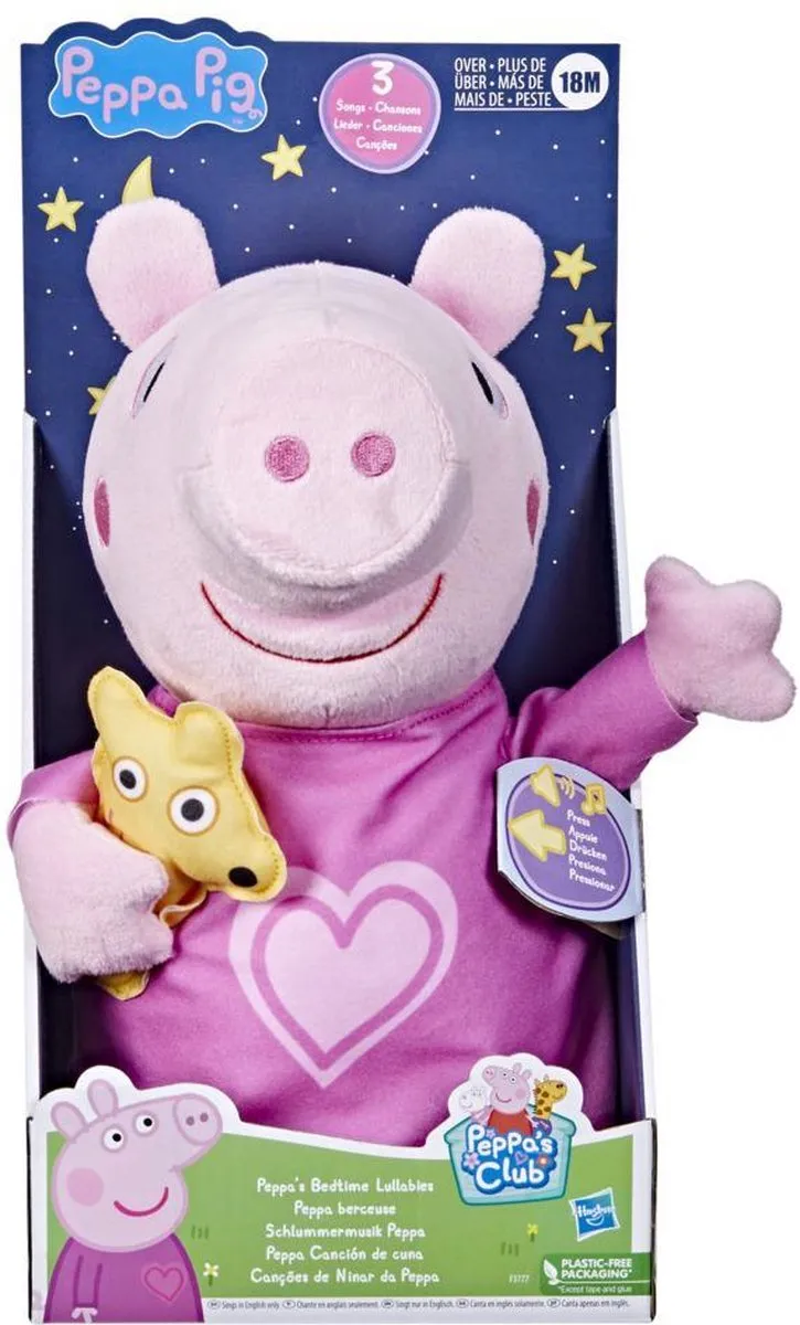 Hasbro Peppa Pig Knuffel Bedtijd Lullabies 35cm - Roze