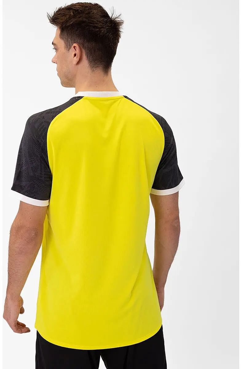 Jako Iconic Shirt Heren Korte Mouw - Zachtgeel/Zwart XXL