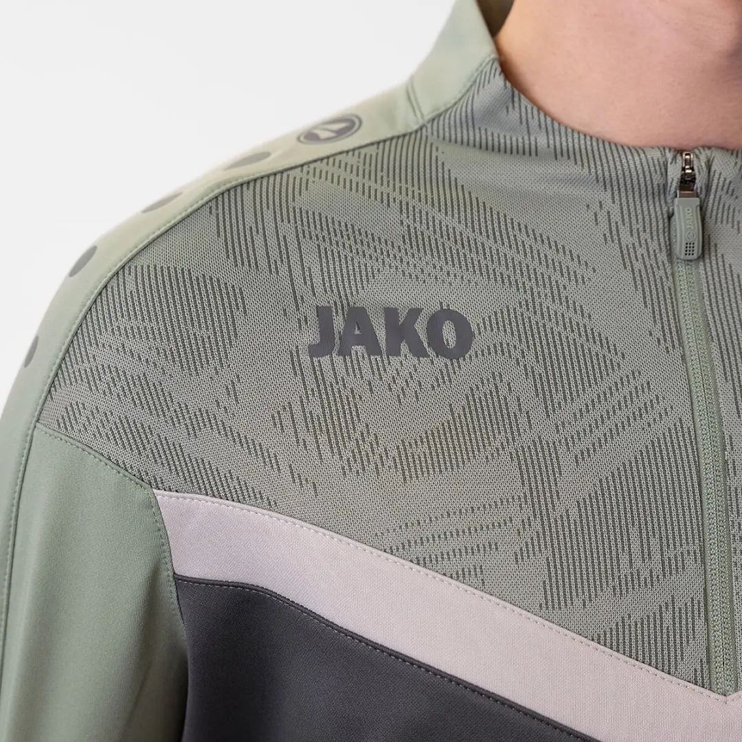 JAKO Iconic Ziptop Heren - XL - Zachtgrijs/Mintgroen