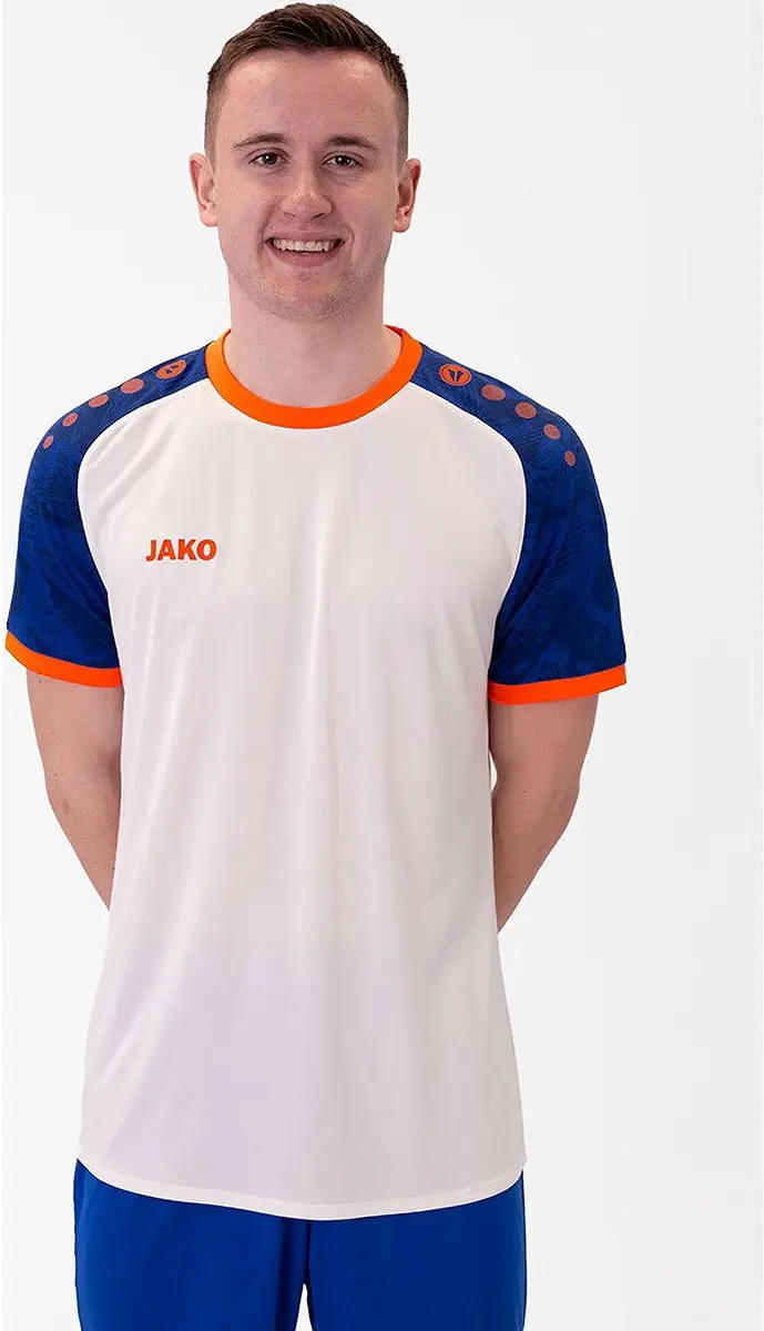 JAKO Iconic Shirt Korte Mouw Heren XL - Wit/Royal/Fluo Oranje