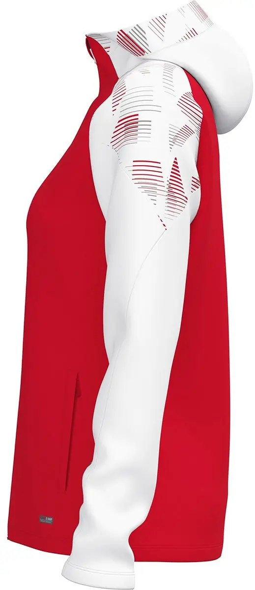 Jako Sonic Jas Met Kap Dames - Rood/Wit - Maat 46