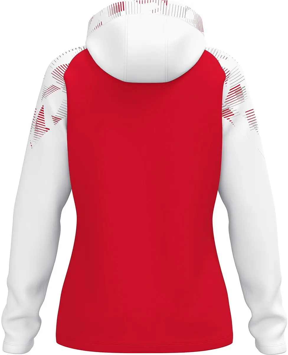 Jako Sonic Jas Met Kap Dames - Rood/Wit - Maat 46