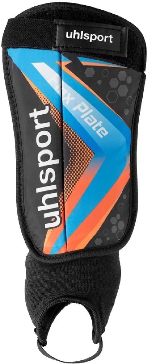 Uhlsport Flex Plate Scheenbeschermers XL - Zwart/Fluor Oranje/Cyaan