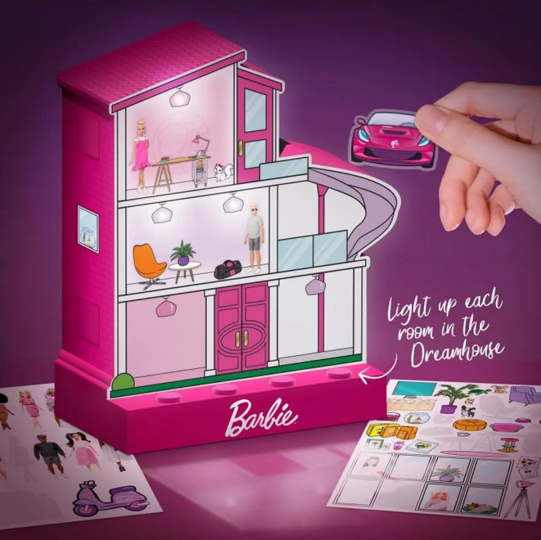 Paladone Barbie Droomhuis Licht met Stickers - 5x1.5W - Ø13.3cm - Veelkleurig