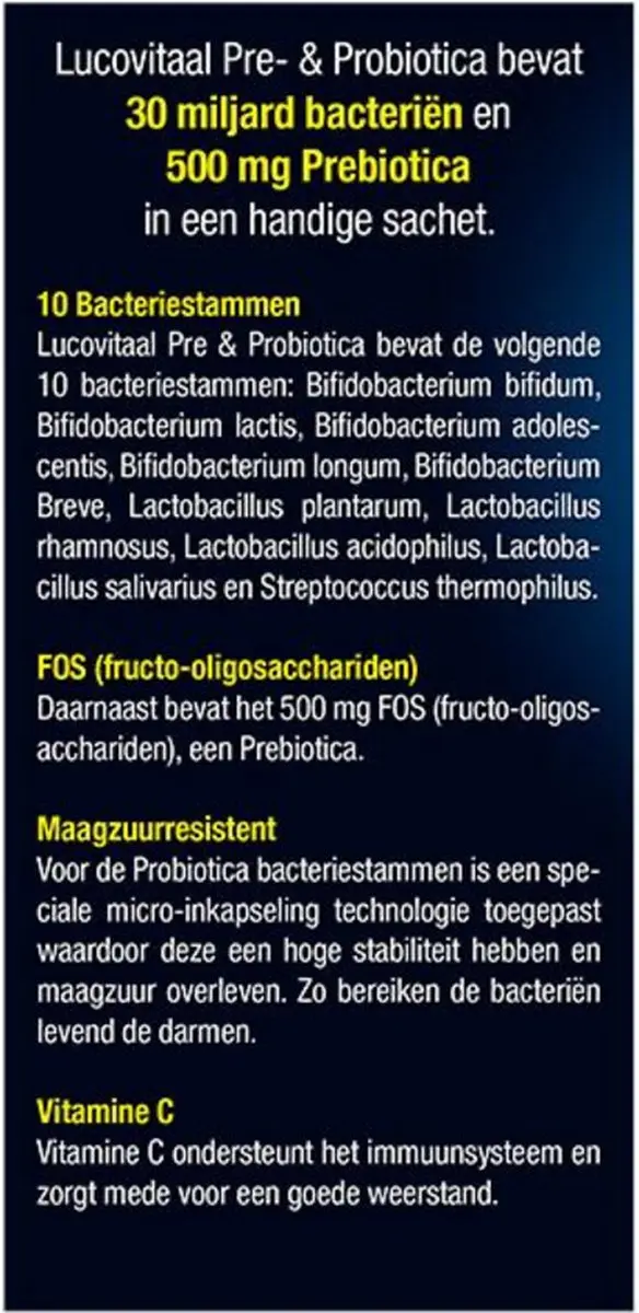 Lucovitaal Pre & Biotica Supplement 10 Sachets - afbeelding 2 van 5