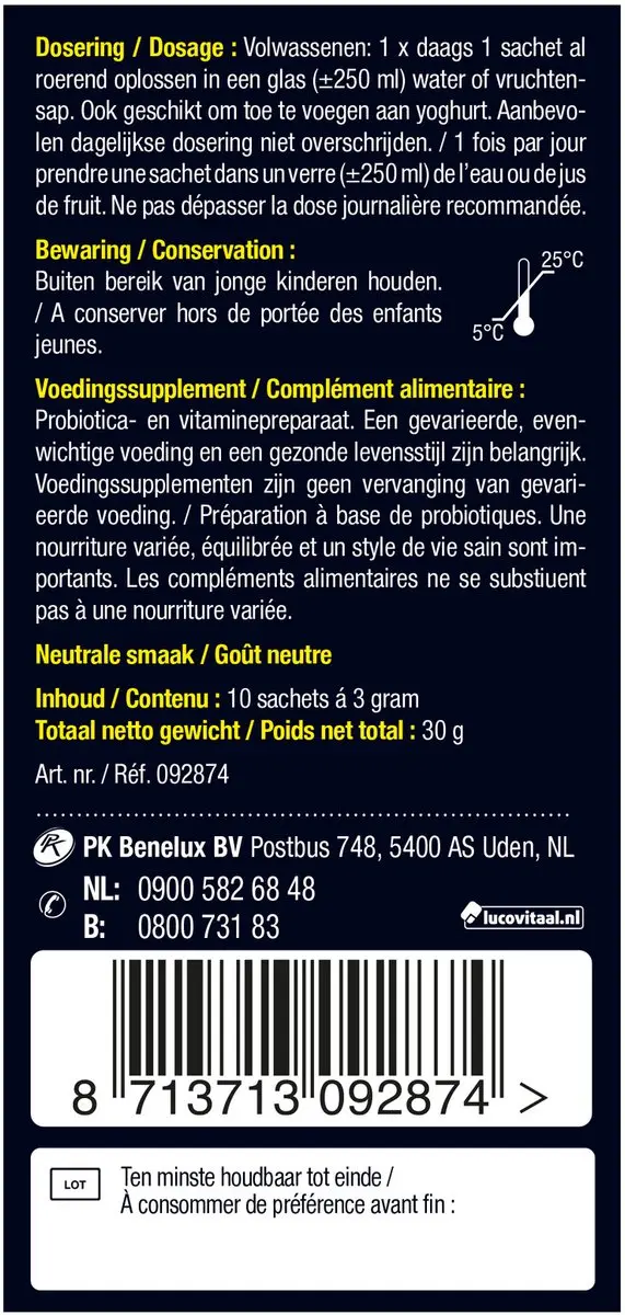 Lucovitaal Pre & Biotica Supplement 10 Sachets - afbeelding 3 van 5