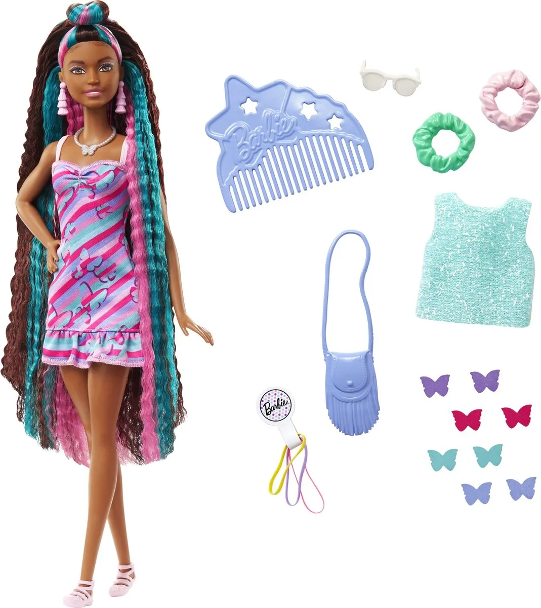 Barbie Totally Hair Pop - HCM91 - Bruin/Rozewit/Blauw