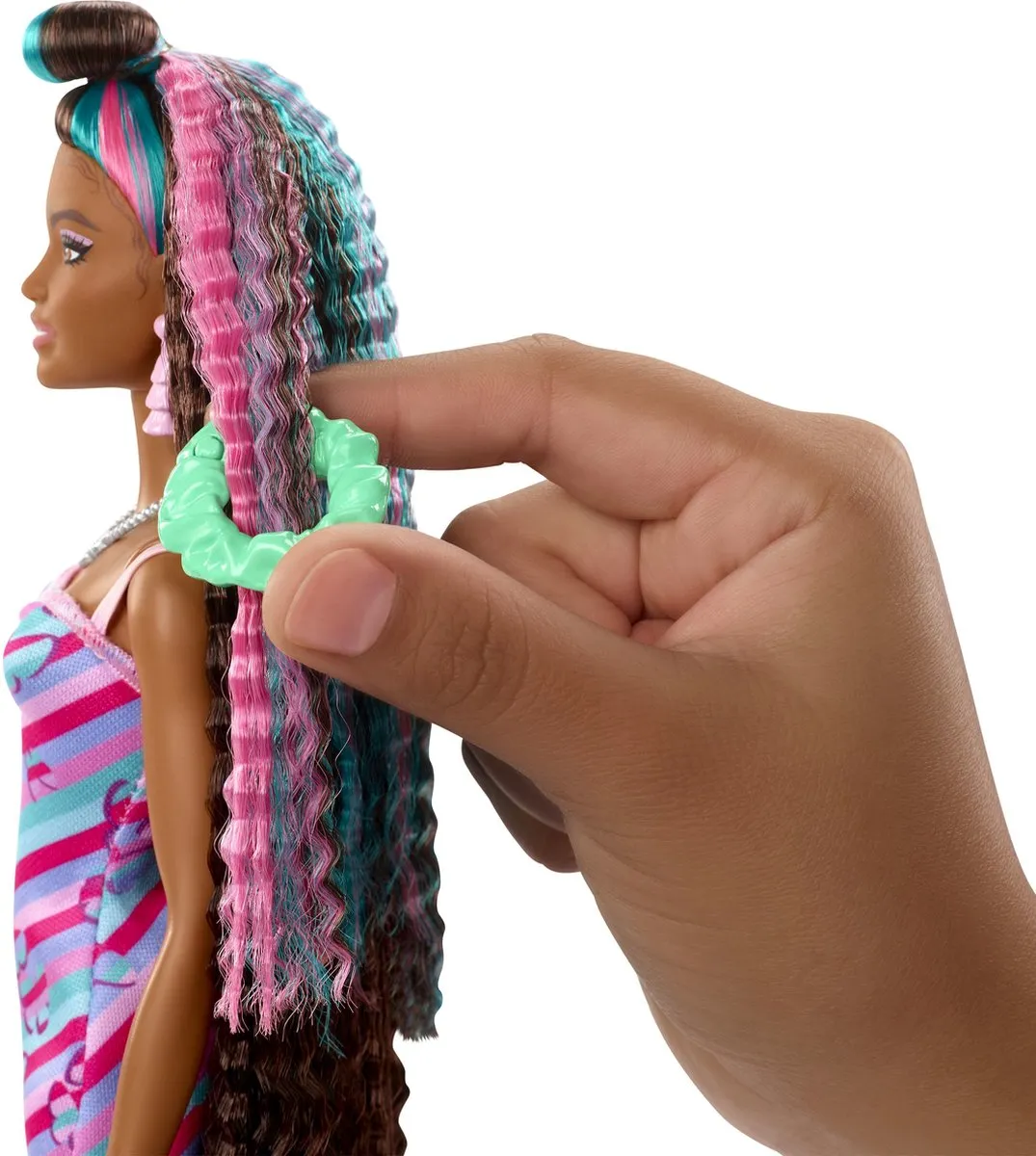 Barbie Totally Hair Pop - HCM91 - Bruin/Rozewit/Blauw - afbeelding 6 van 6