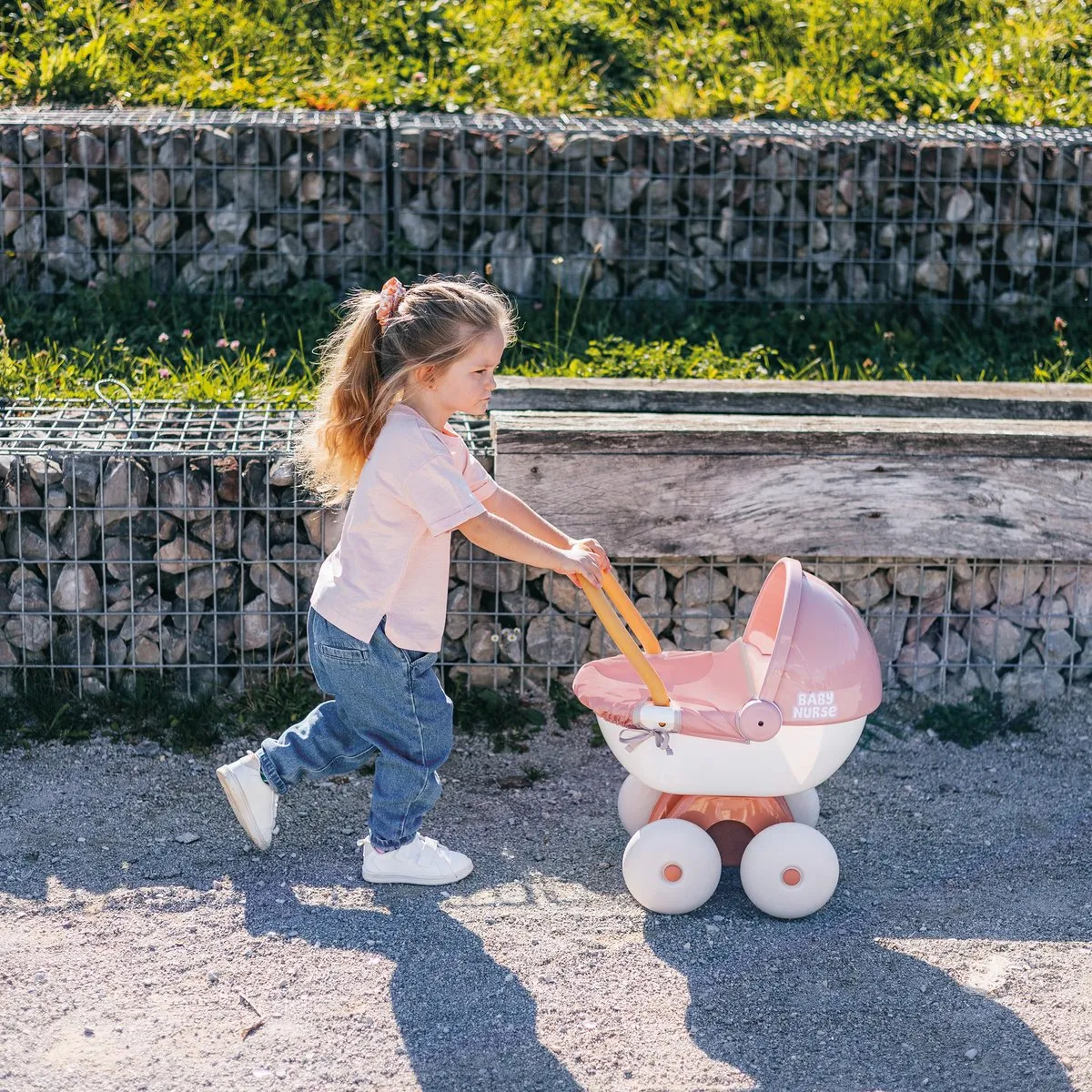 Smoby Baby Nurse Poppenwagen 7600220395 - Oranje/Rose/Wit