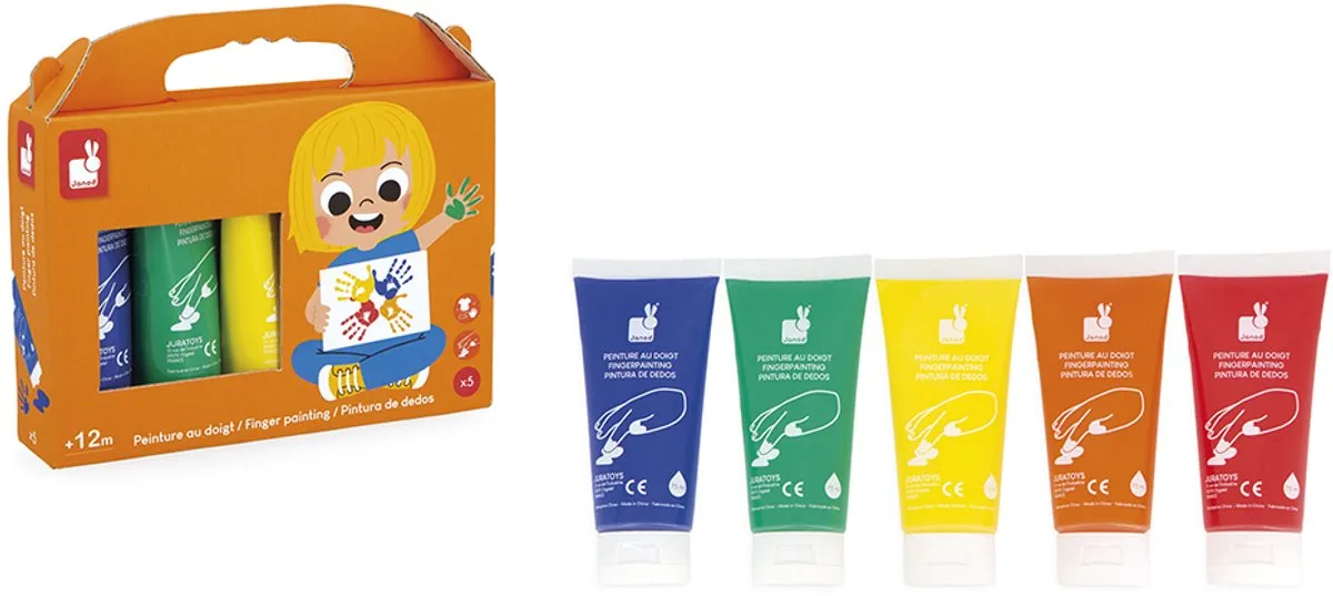 Janod Colo Vingerverfset - 5 Kleuren 75ml Multikleur - afbeelding 6 van 6