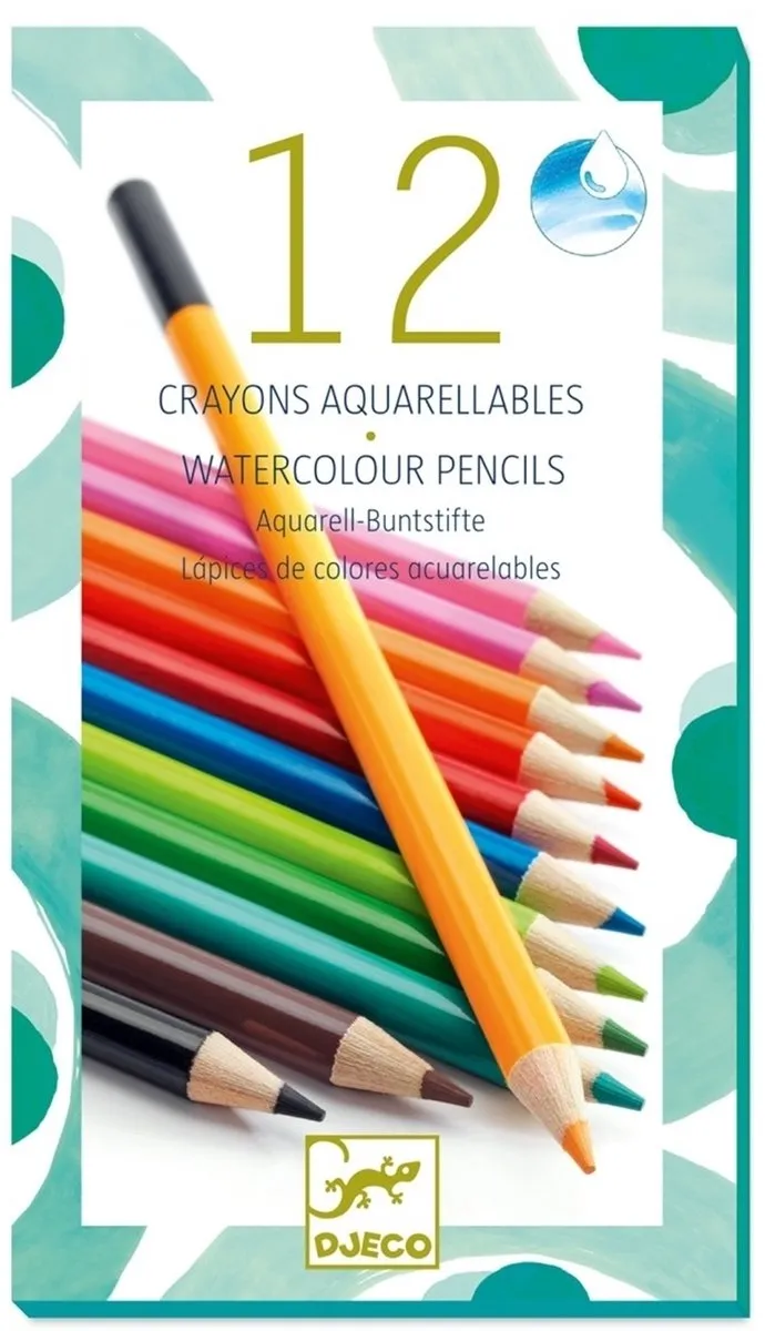Djeco Aquarelpotloden 12 Stuks - Multicolor