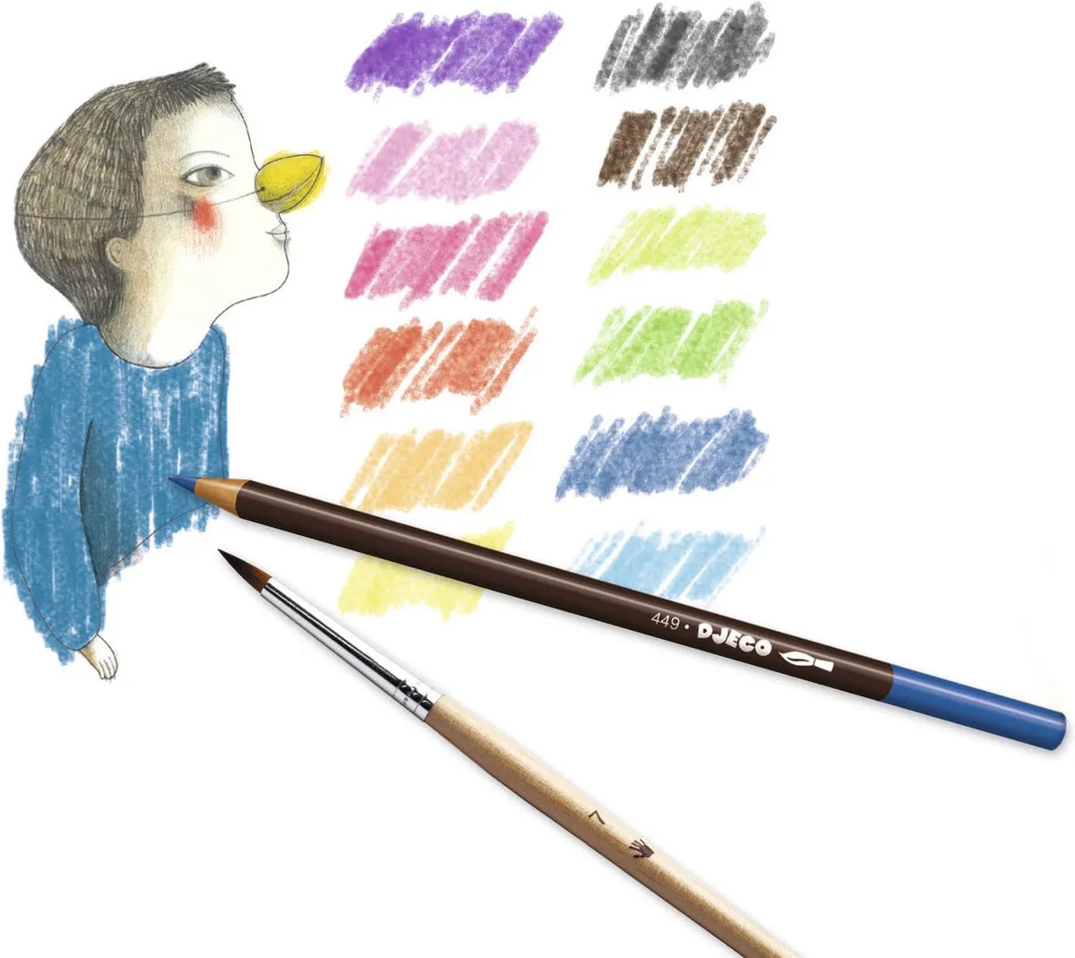 Djeco Aquarelpotloden 12 Stuks - Multicolor - afbeelding 6 van 6