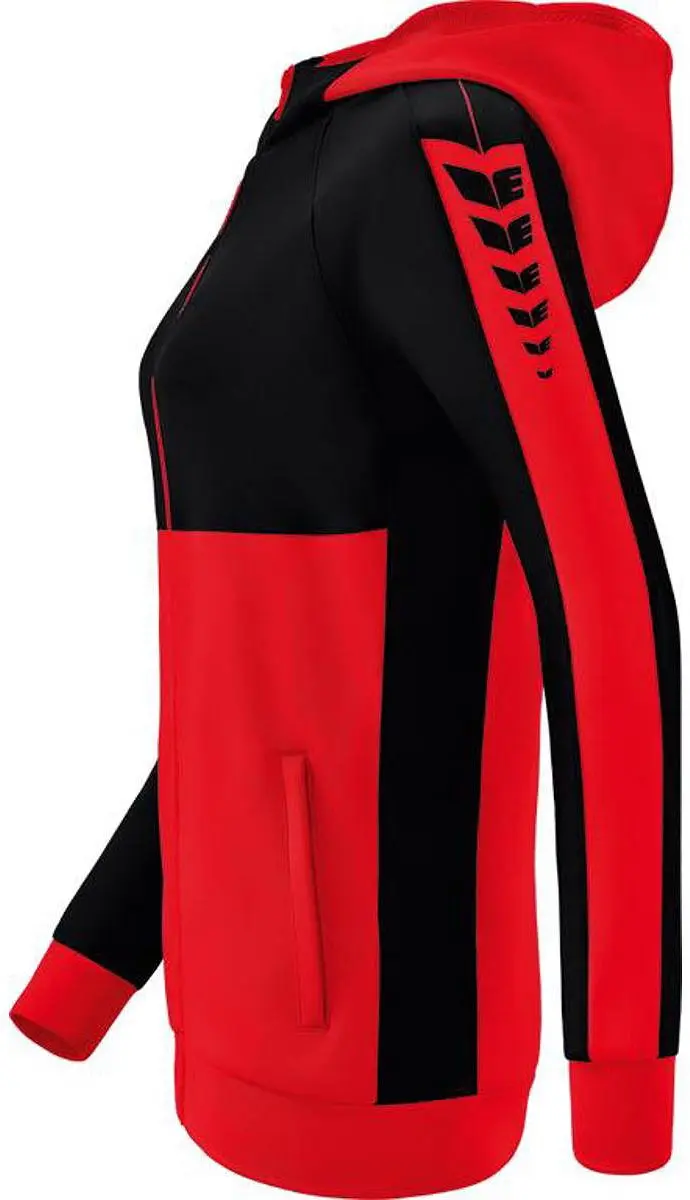Erima Six Wings Trainingsjack Dames - Maat 38 - Zwart/Rood