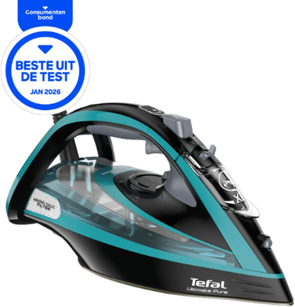 Tefal Ultimate Pure FV9844 Stoomstrijkijzer 3200W - Groen/Zwart