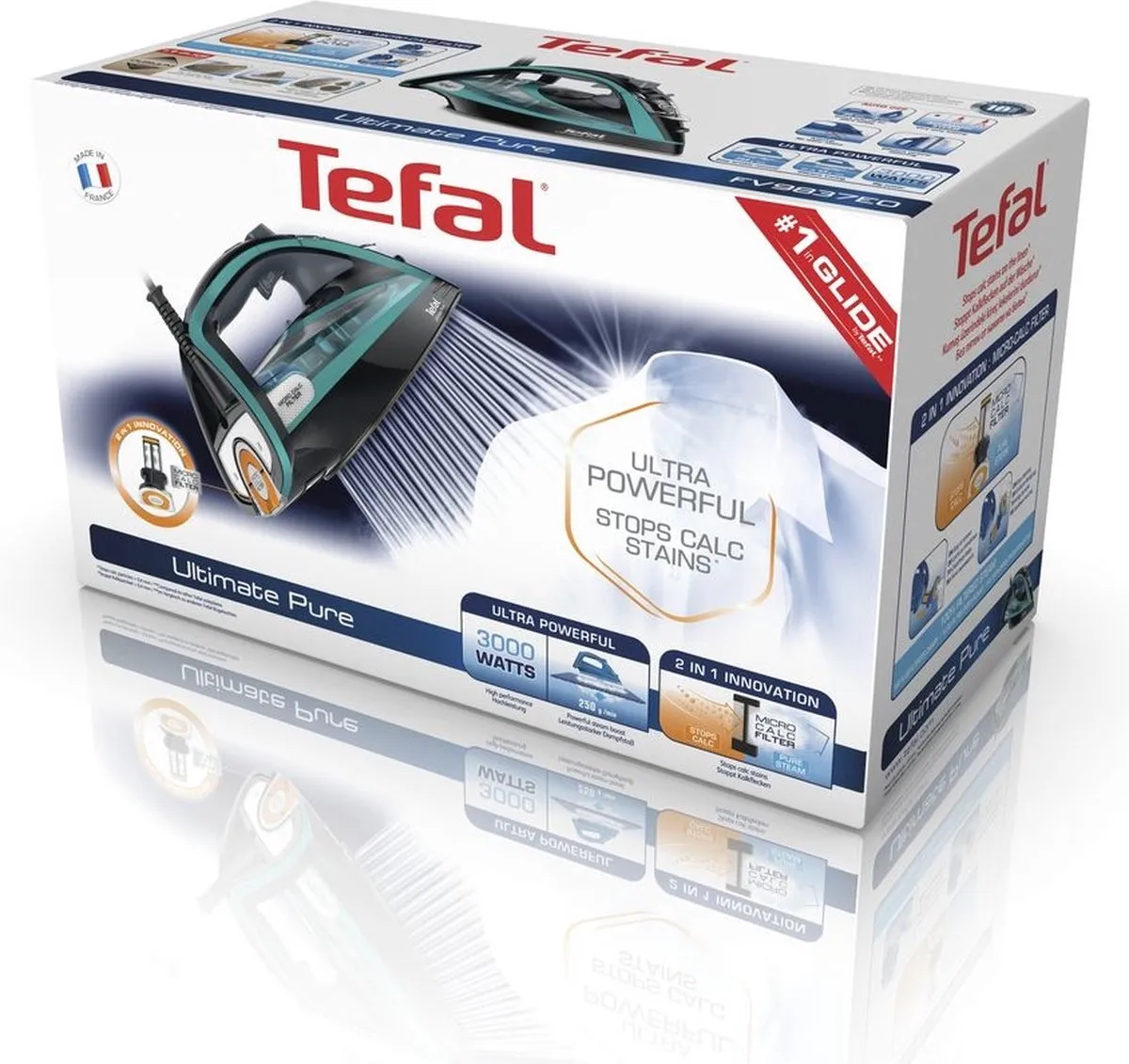 Tefal Ultimate Pure FV9844 Stoomstrijkijzer 3200W - Groen/Zwart