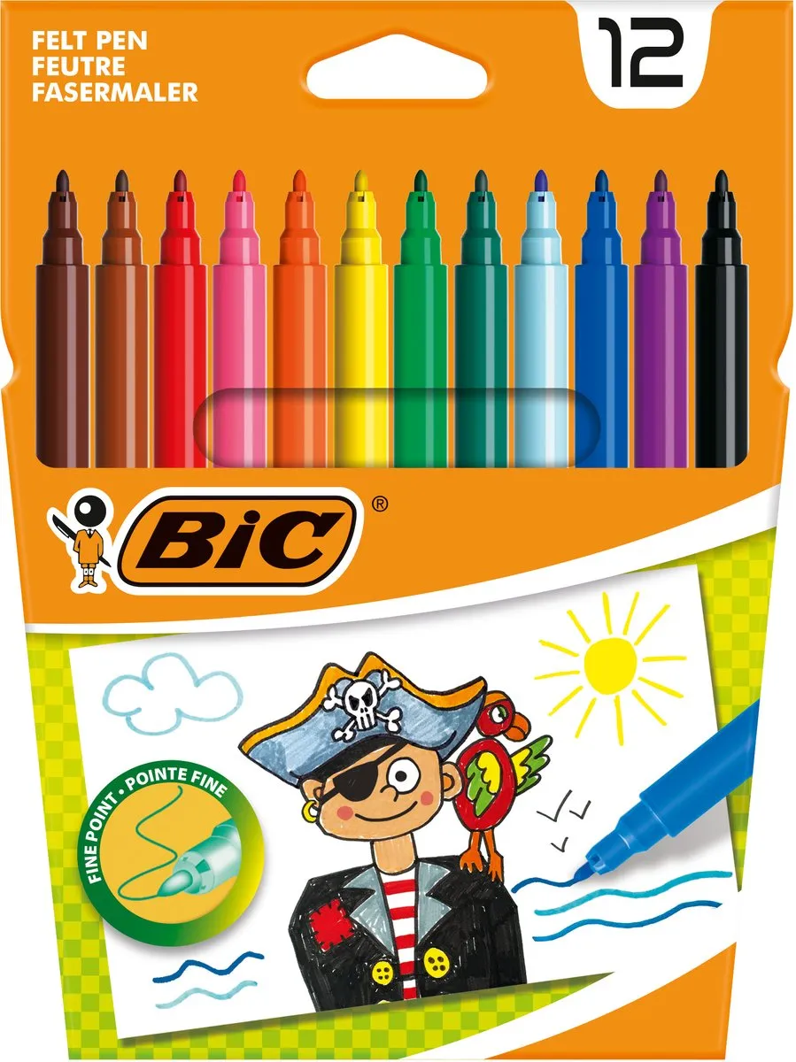 Bic Kids Visa Viltstiften - 12 Stuks - Meerkleurig