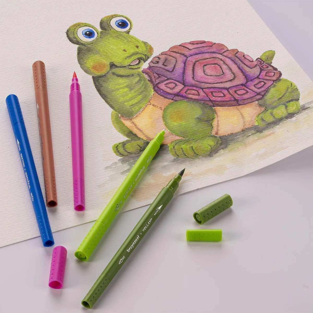 Bruynzeel Creatives Fineliner/Brushpen Set 12 Kleuren